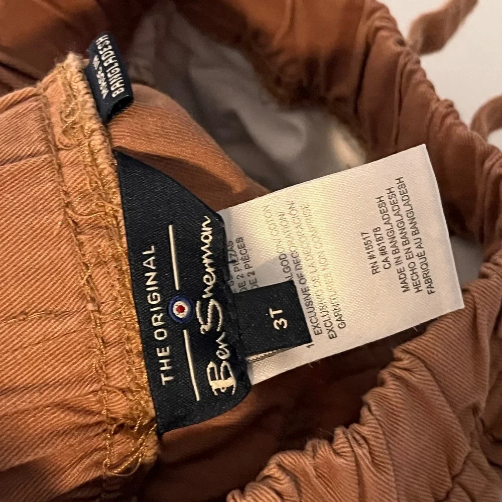 Ben Sherman Boys Rust Brown Twill Jogger Pants Elastic Waist Size 3T
